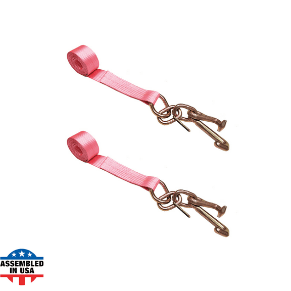 USA 2 Pack 2" x 10' TJ Cluster Hook Car Strap for Wrecker Tow Truck Auto Hauling
