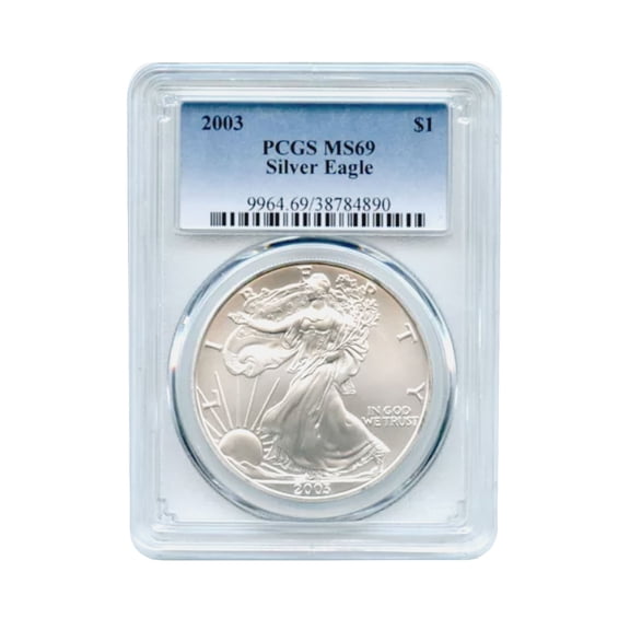 United States Mint USA 2003 $1 American Silver Eagle Coin Bullion - 1 Troy Ounce of .999 MS69 PCGS