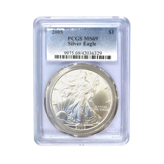 United States Mint USA 2005 $1 American Silver Eagle Coin Bullion - 1 Troy Ounce of .999 MS69 PCGS