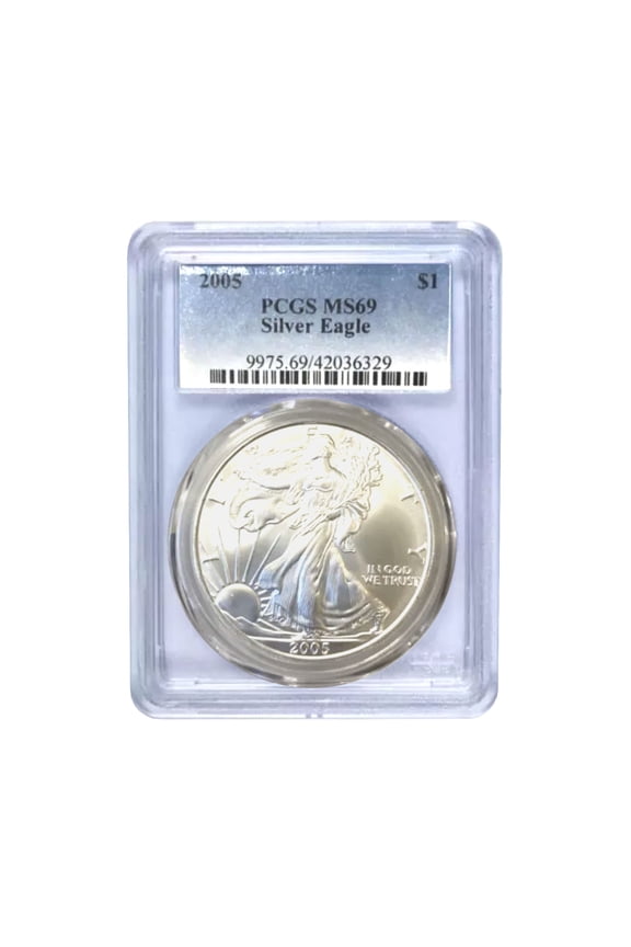 USA 2005 $1 American Silver Eagle Coin Bullion - 1 Troy Ounce of .999 MS69 PCGS