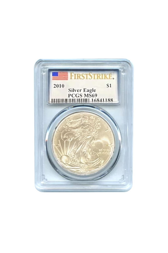 USA 2010 $1 American Silver Eagle Coin - MS69 PCGS Graded - First Strike