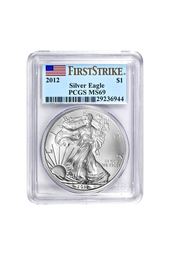 USA 2012 $1 American Silver Eagle Coin - MS69 PCGS Graded - First Strike