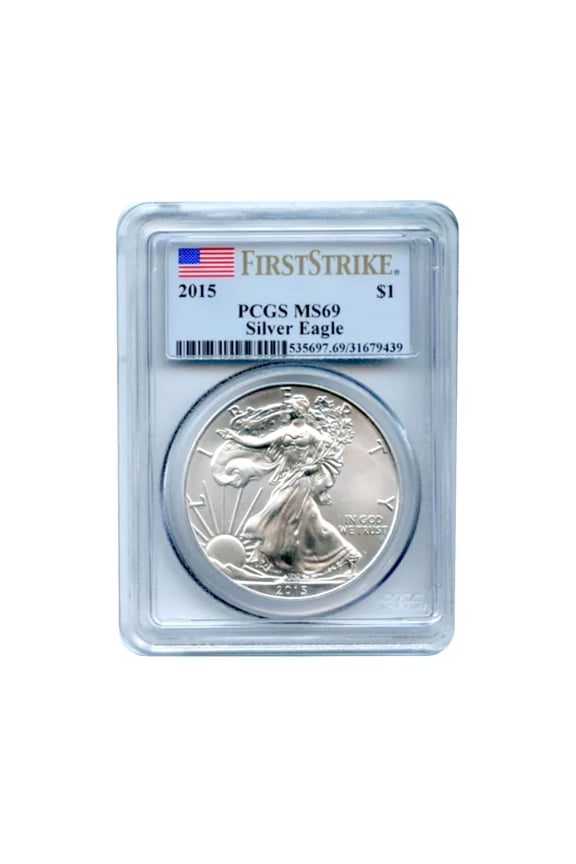 USA 2015 $1 American Silver Eagle Coin - MS69 PCGS Graded - First Strike