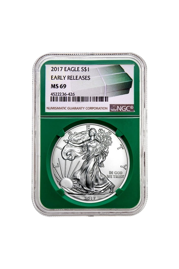 USA 2017 $1 American Silver Eagle Coin MS69 NGC - Early Releases Green Holder