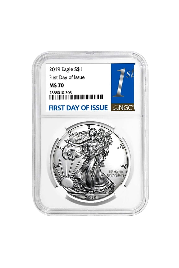 USA 2019 $1 American Silver Eagle Coin - MS70 NGC - First Day of Issue