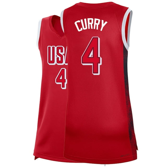 USA 2024 Basketball Stephen Curry Red Jersey