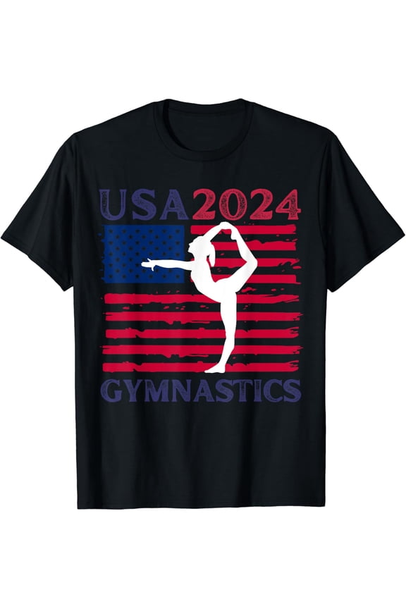 USA 2024 USA American Flag Gymnastics Team 4th of July T-Shirt mens t shirt,black,women,funny,misfits,men,journey