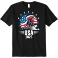 thumbnail image 1 of USA 2026 Ice Hockey Graphic T-Shirt Patriotic American Flag Sports Fan Apparel Retro Men's Women's Short Sleeve Tee, 1 of 6