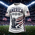 thumbnail image 1 of USA 2026 Soccer Cup Fan Jersey for Men, Crewneck Short Sleeve T-Shirt with Statue of Liberty & Stars Graphic, Lightweight Breathable Athletic Top, 1 PC White XL, 1 of 4