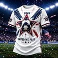 thumbnail image 1 of USA 2026 Soccer Cup Fan Jersey for Men, Crewneck Short Sleeve T-Shirt with Statue of Liberty & Stars Graphic, Lightweight Breathable Athletic Top, 1 PC Wine L, 1 of 4