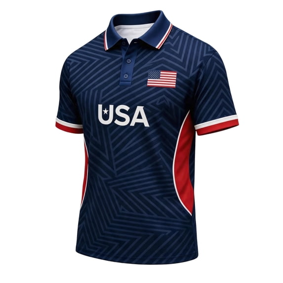 USA 2026 Soccer Cup Fan Polo for Men, Short Sleeve Button Collar Jersey with Stars & Stripes Graphic, Loose Fit Breathable Athletic Shirt, 1 PC Vermilion XXXL