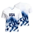 thumbnail image 1 of USA 2026 Soccer Cup V-Neck Jersey for Men, Short Sleeve Football Kit Shirt with Red White Blue Gradient & "USA" Print, Breathable Athletic Uniform Top, Lightweight Fan Gear, 1 PC White XXXXXL, 1 of 8