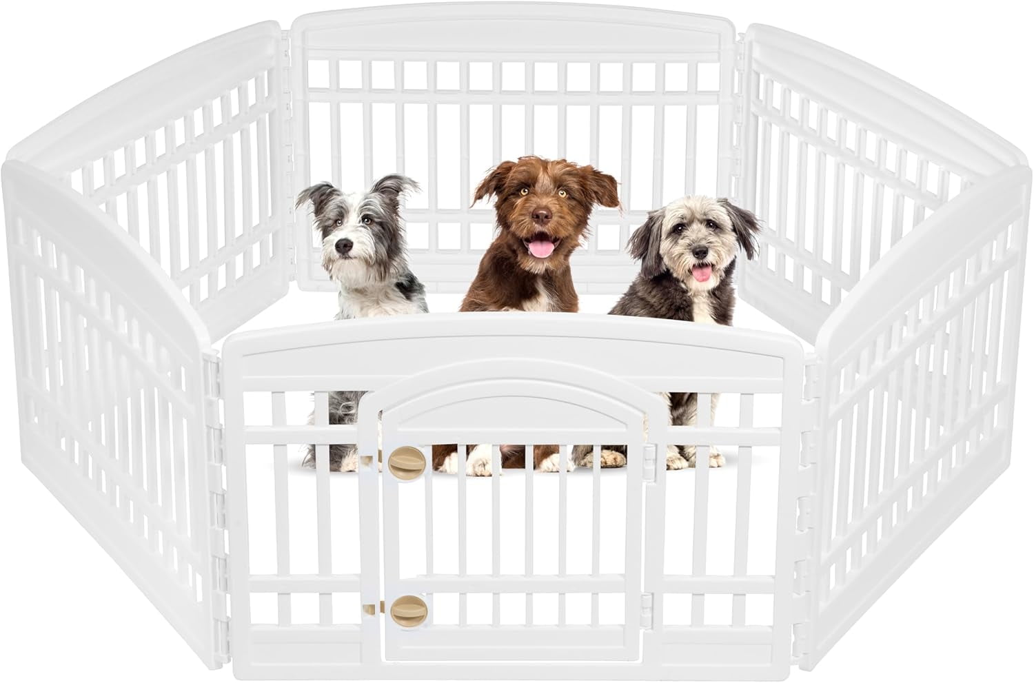 White 24"H 6-Panel Plastic Pet Playpen with Door
