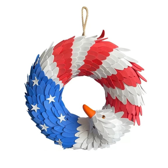 USA 250 3D Independence Day Wreath - American Eagle Flag Patriotic Front Door Decor, 3D Hanging Wreath for 2026 4th of July & Veterans Day