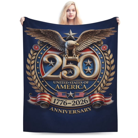 USA 250 Anniversary Blanket Gift Throw Blanket Cozy Soft Patriotic American Eagle Independence Celebration Home Decor Gift 50x40