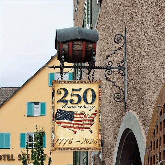 USA 250 Anniversary Flag 12x18In 250th Theme Garden Flag 1776-2026 American Map Stars Pattern Print Anniversary Patriotic Flag Outdoor Banner Decor for Garden & Porch