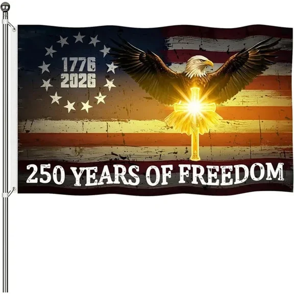 USA 250 Anniversary flag, Eagle Cross Flag 12x18 POLE NOT INCLUDED Garden Flag