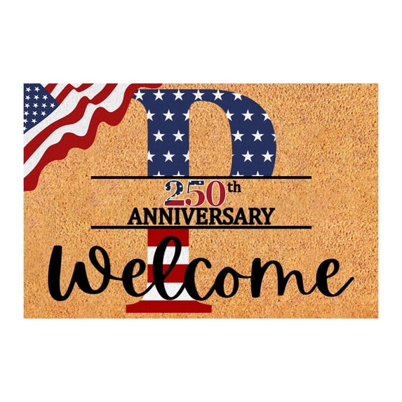 USA 250 Door Mat, Patriotic Vintage USA Anniversary Red Non- Dirt Trapper Doormats for Floor, for House Office Outside Inside Entrance Decor 23.62 x 15.75 Inch