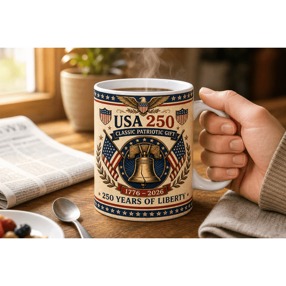 USA 250 Mug Classic Patriotic Gift, 250 Years of Liberty Coffee Cup