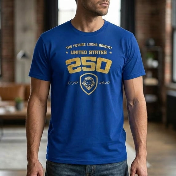 USA 250 Patriotic T-Shirt 1776–2026, United States Anniversary Shirt, Gold Graphic Basic Cotton Tee, Fourth of July Shirt