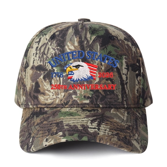 USA 250 Vintage Trucker Hat - Oversized Embroidered Letters & Panel Design