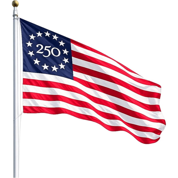 USA 250 Year Anniversary Flag 3x5 Ft – 1776-2026 United States Semiquincentennial Outdoor Banner – 250th America Birthday Celebration Decor (Embroidered Nylon)