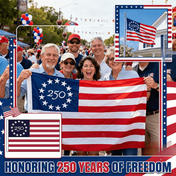 USA 250 Year Commemorative Flag 3x5 Ft | Great for Festivals, Parades and Memorial Presentations Red