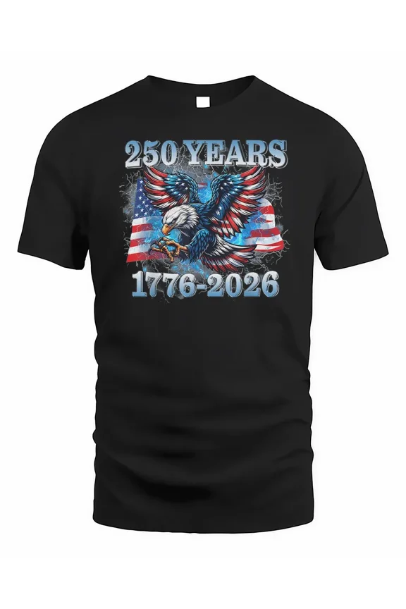 USA 250 Years 1776-2026 Eagle American Flag Boys Men Shirt