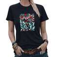 thumbnail image 1 of USA 250 Years American Flag Flower Graphic Tees Women's 4th of July Patriotic Floral Tshirt Tops Black/White S-5XL, 1 of 4