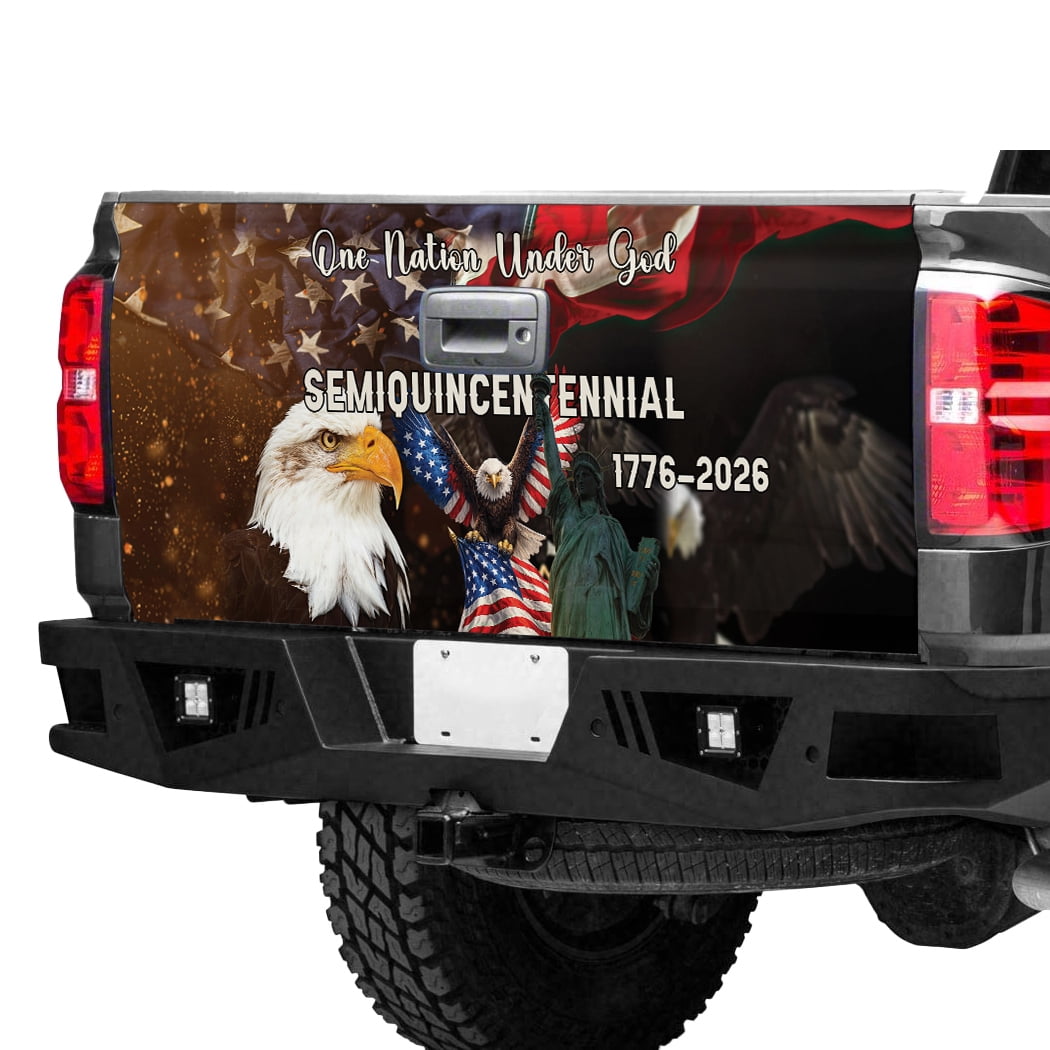 USA 250 Years Freedom 1776–2026 Truck Tailgate Decal, One Nation God Blessing Independence Tailgate Wrap, Patriotic USA Truck Tailgate Cover