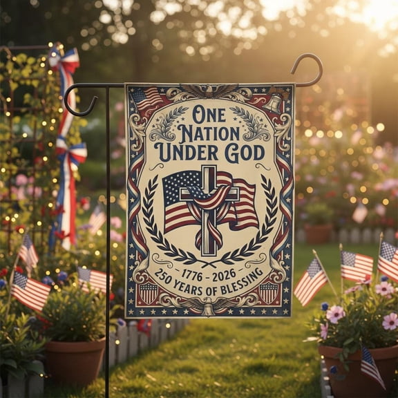 USA 250 Years Garden Flag, America 250th Anniversary Banner, 1776-2026 One Nation Under God Patriotic Flag