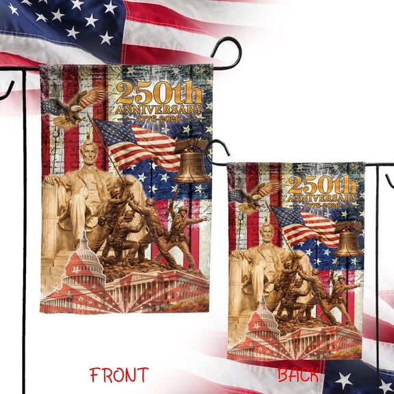 USA 250 Years Independence Patriotic Outdoor Flag 12x18 POLE NOT INCLUDED Garden Flag