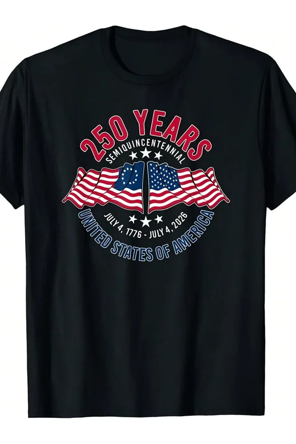 USA 250 Years Semiquincentennial T-Shirt July 4 1776-2026 Patriotic United States of America Graphic Tee for Adults