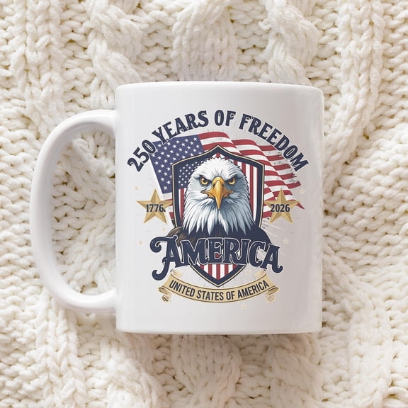 USA 250 Years of Freedom Mug Patriotic Eagle Coffee Mug, America 1776 2026 Cup, 4th of July Gift, American Heritage Mug