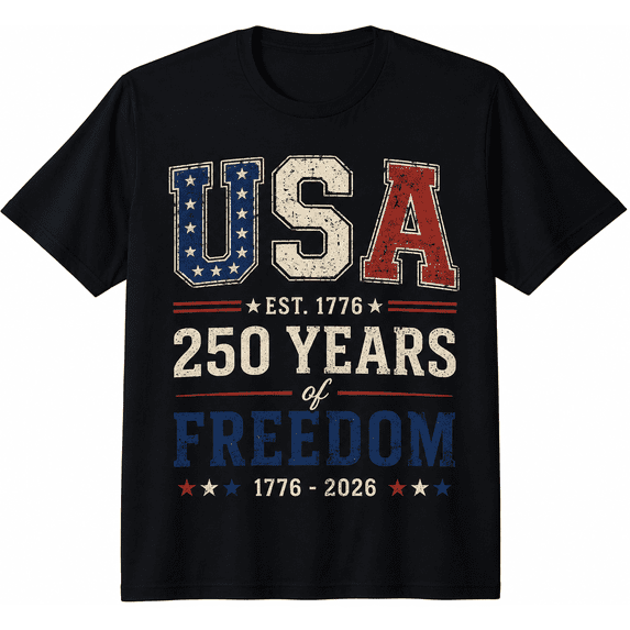 USA 250 Years of Freedom T-Shirt for Men Women | Patriotic 1776–2026 Vintage Graphic Tee