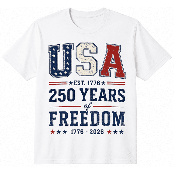 USA 250 Years of Freedom T-Shirt for Men Women | Patriotic 1776–2026 Vintage Graphic Tee