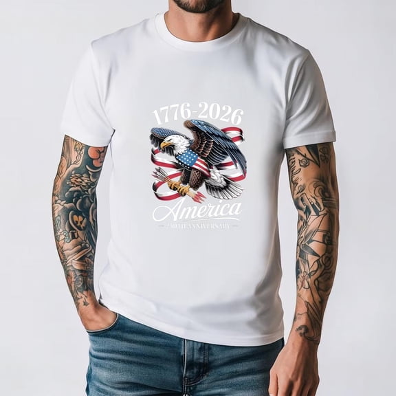 USA 250th Anniversary 1776 To 2026 Eagle Freedom Retro Patriotic Unisex T-Shirt, for men & women, up to size 5XL.