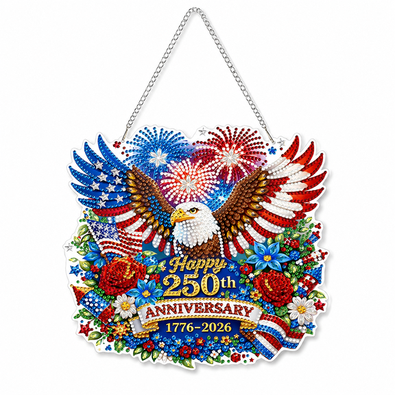 USA 250th Anniversary Acrylic Hanging Sign, Patriotic Eagle Door Wall Pendant Decor for 4th of July, 8.66 in