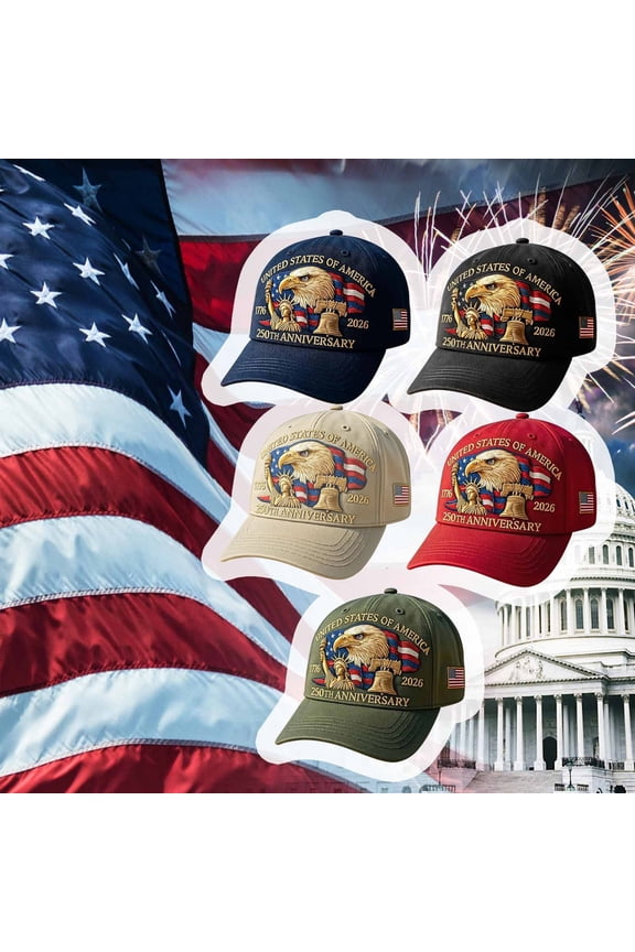 USA 250th Anniversary Adjustable Patriotic Baseball Cap Red White Blue Bald Eagle Print Commemorative Gift Hat for Men Women All-Season Wear Gift
