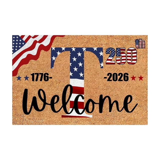 USA 250th Anniversary Alphabet Doormat, Patriotic 4Th of July Door Mats,Crystal Velvet Indoor Outdoor Rug with Letters,Decor for Home Entryway, Patio,23.6*15.7 In.