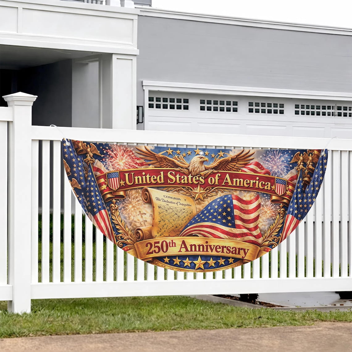USA 250th Anniversary America 250th Birthday 1776-2026 Declaration of Independence Patriotic Gift Fan Flag 36x72in
