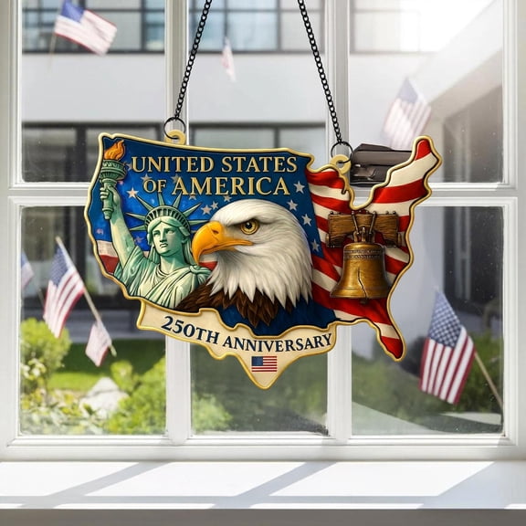 USA 250th Anniversary American Bald Eagle Acrylic Suncatcher Window Hanging Patriotic Home Decor 1776-2026