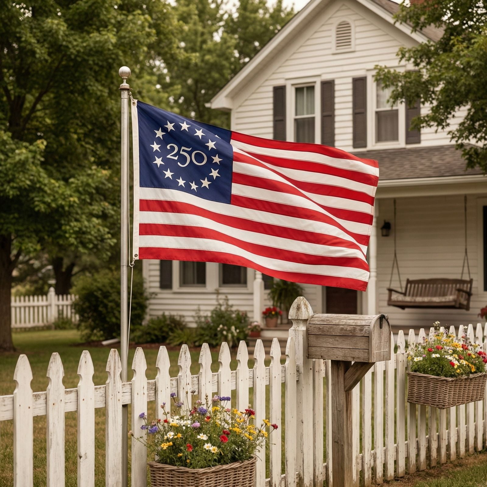 USA 250th Anniversary American Flag 3x5 Ft USA Semiquincentennial Banner with 13 Stars Circle,Patriotic American Flag for Home Yard Events Historic Displays,Lightweight Fabric for Indoor Outdoor Use