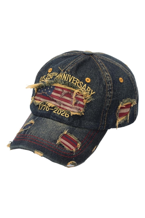 USA 250th Anniversary Baseball , 1776-2026 Patriotic Vintage Washed Distressed Embroidered Hat Adjustable Unisex
