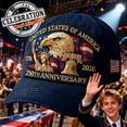 thumbnail image 1 of USA 250th Anniversary Baseball Cap, Adjustable Patriotic Hat for Men and Women, United States Tribute Cap for Veterans and Patriots (Embroidered version), 1 of 11