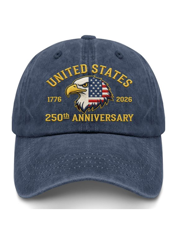 USA 250th Anniversary Baseball Cap, Classic Bald Eagle Pattern Embroidery Cap for Mens and Womens, US 250 Years of Freedom Anniversary Hat, Gift for History Enthusiasts, Patriots, Friends, Families