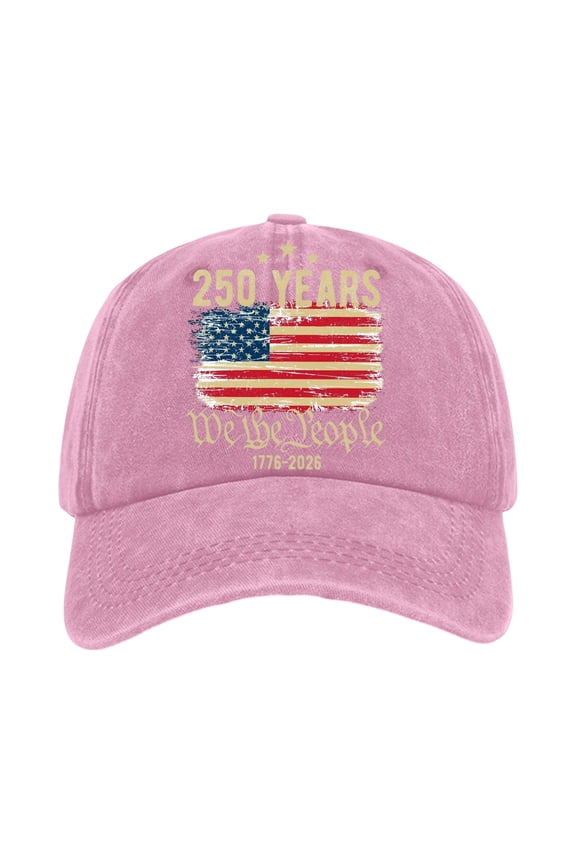 USA 250th Anniversary Baseball Cap | Unisex Distressed Washed Patriotic Hat With “250 YEARS” Print | Vintage Style For Independence Day, Outdoor Celebrations, Historical Commemorations