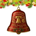 thumbnail image 1 of USA 250th Anniversary Bell Ornament, 2D Acrylic Christmas Gold 250th Anniversarybell Ornament for Patriotic Holidays, Christmas Tree, Collectors Gift, Enamel Crafted Detailing (Red), 1 of 5