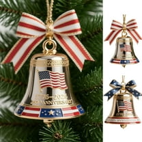 USA 250th Anniversary Bell Ornament, Elegant Doorbell Hanging Decoration for Christmas Tree, Exquisitely Polished Metal Clock Ornament, Xmas Decorations, Collectors Gift, Enamel Crafted Detailing
