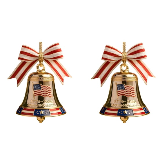 USA 250th Anniversary Bell Ornament Handmade Metal - United States Commemorative Liberty Bell Ornament for Christmas Tree, Patriotic Collectors Gift, Home Garden Hanging Decor with Detailing